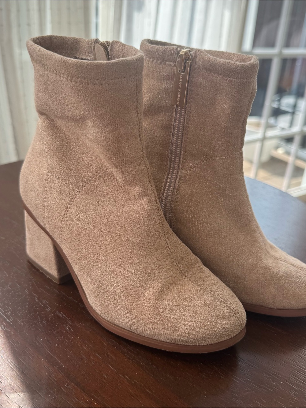 Marc Fisher Kids Tan Suede Block Heel Ankle Boots